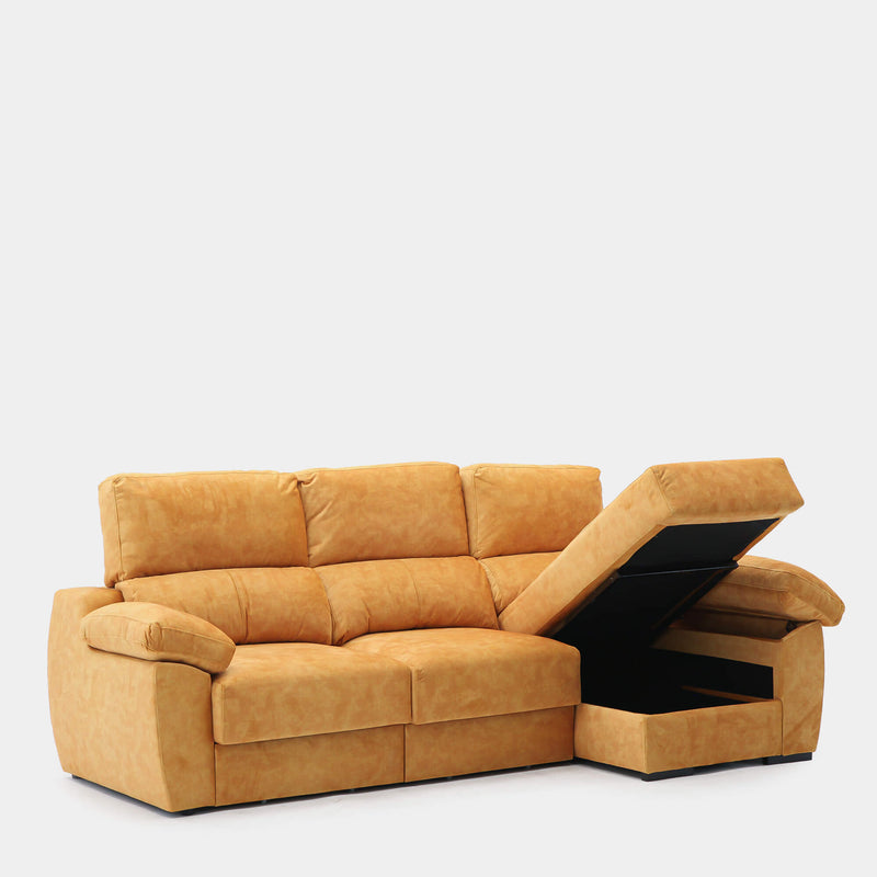 Sofá chaiselongue 3 plazas 260 cm | amarillo antimanchas