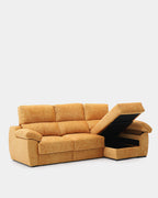 Sofá chaise longue de 3 lugares, 260 cm | amarelo resistente a manchas