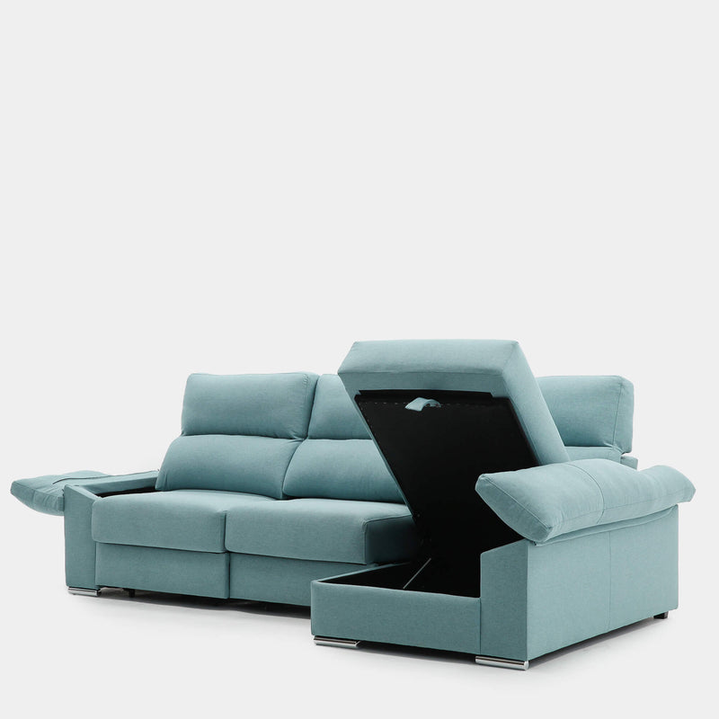 Sofá chaiselongue Denver verde antimanchas 3 plazas