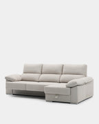Chaise longue bege com bancos deslizantes, 3 lugares