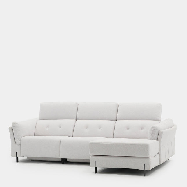 Sofá chaiselongue 3 plazas con asientos relax | blanco