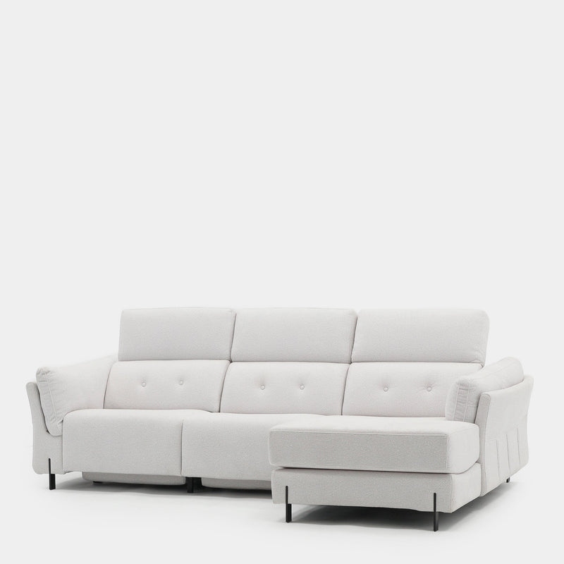Sofá chaiselongue 3 plazas con asientos relax | blanco