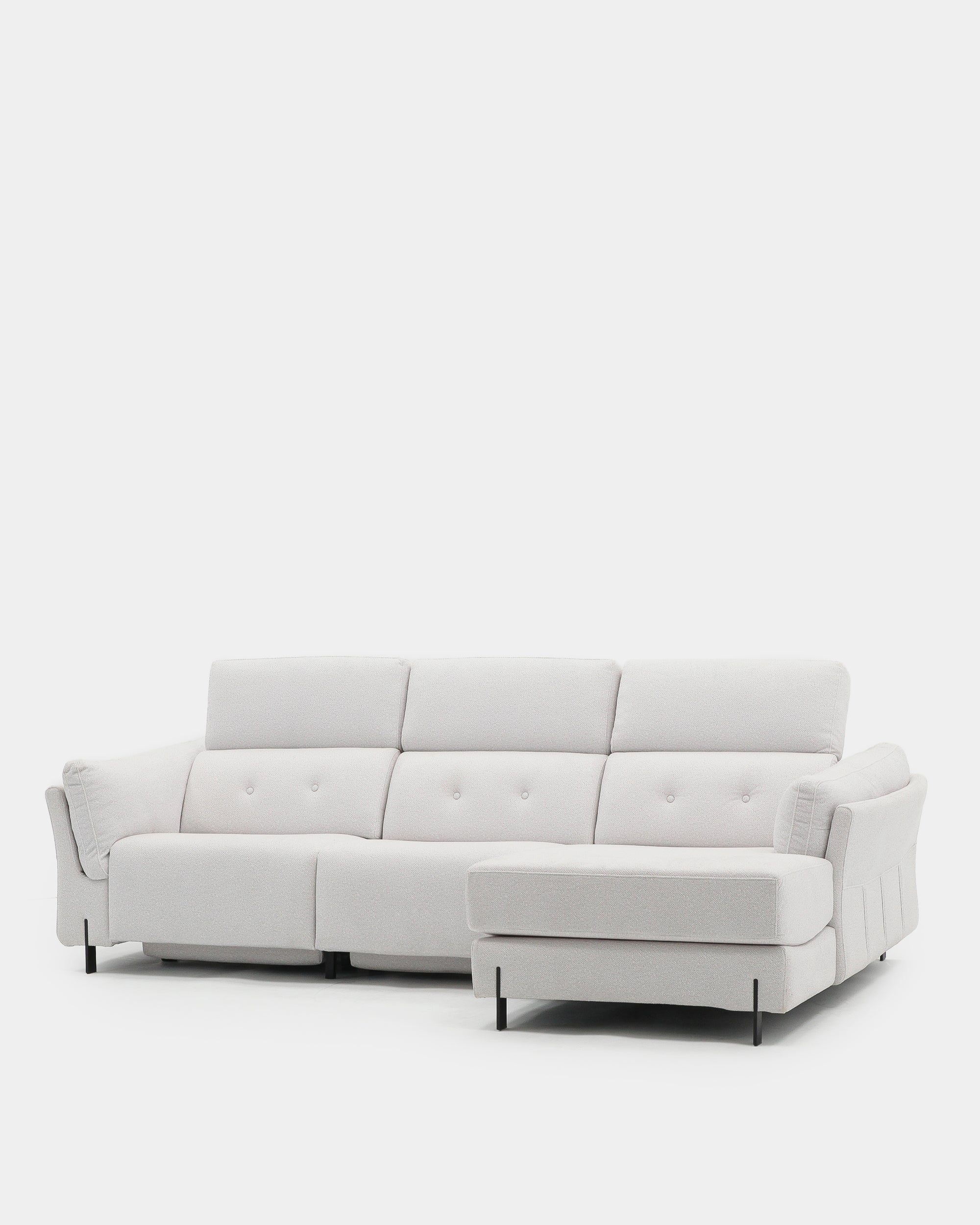 Sofá chaiselongue 3 plazas con asientos relax | blanco