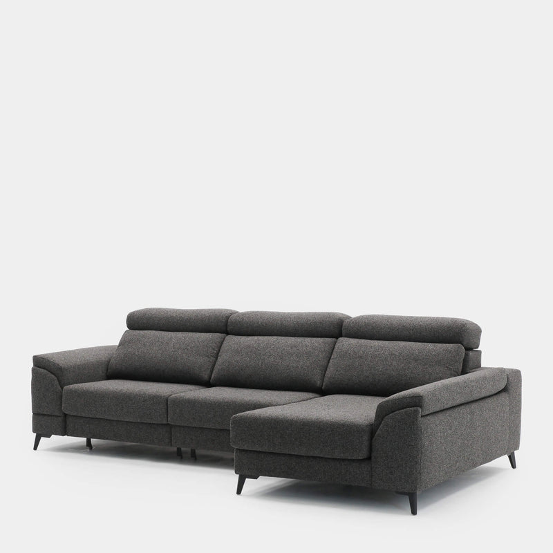 Sofá chaiselongue 4 plazas tapizado gris elegante confort