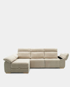 Sofá chaiselongue 3 plazas para sala beige | confort