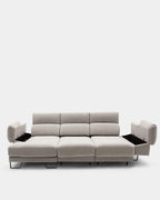 Sofá chaise longue cinzento de 3 lugares | Conforto adaptado às suas necessidades
