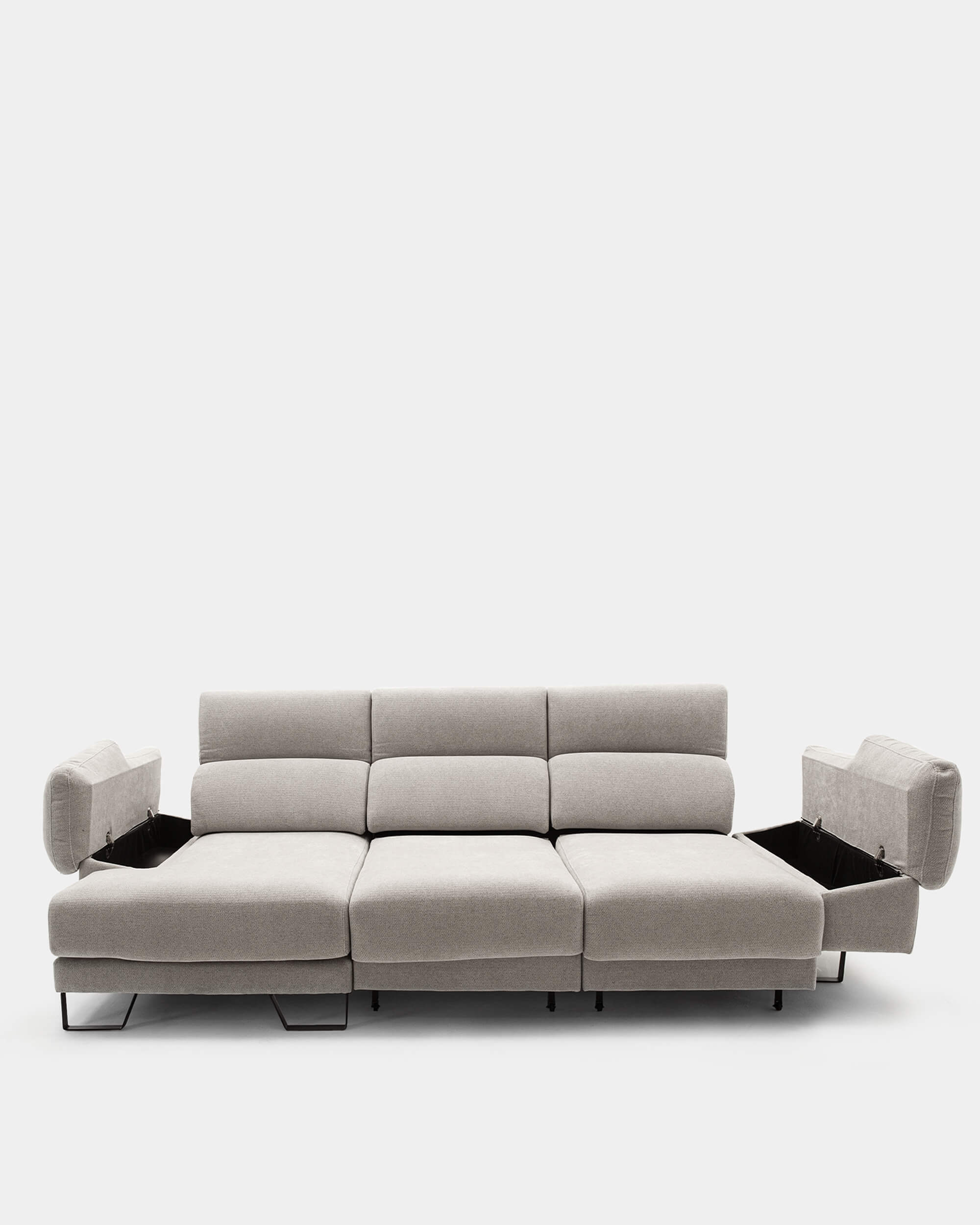 Sofá chaise longue cinzento de 3 lugares | Conforto adaptado às suas necessidades