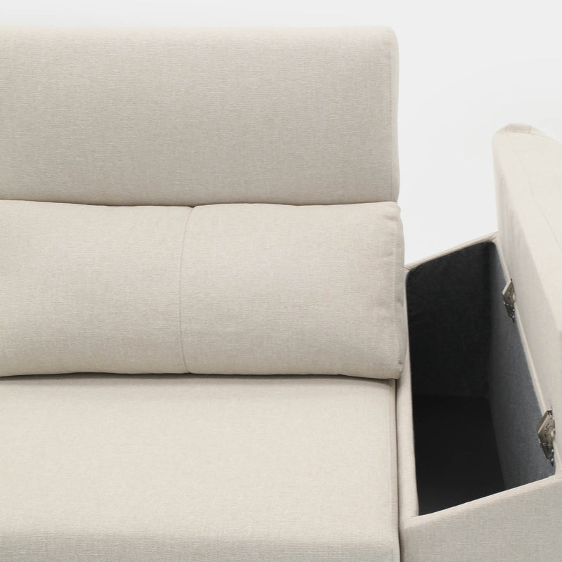 Sofá chaiselongue beige 3 plazas con deslizantes para salas