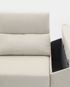Beige 3-seater chaise longue sofa with sliding seats for living rooms