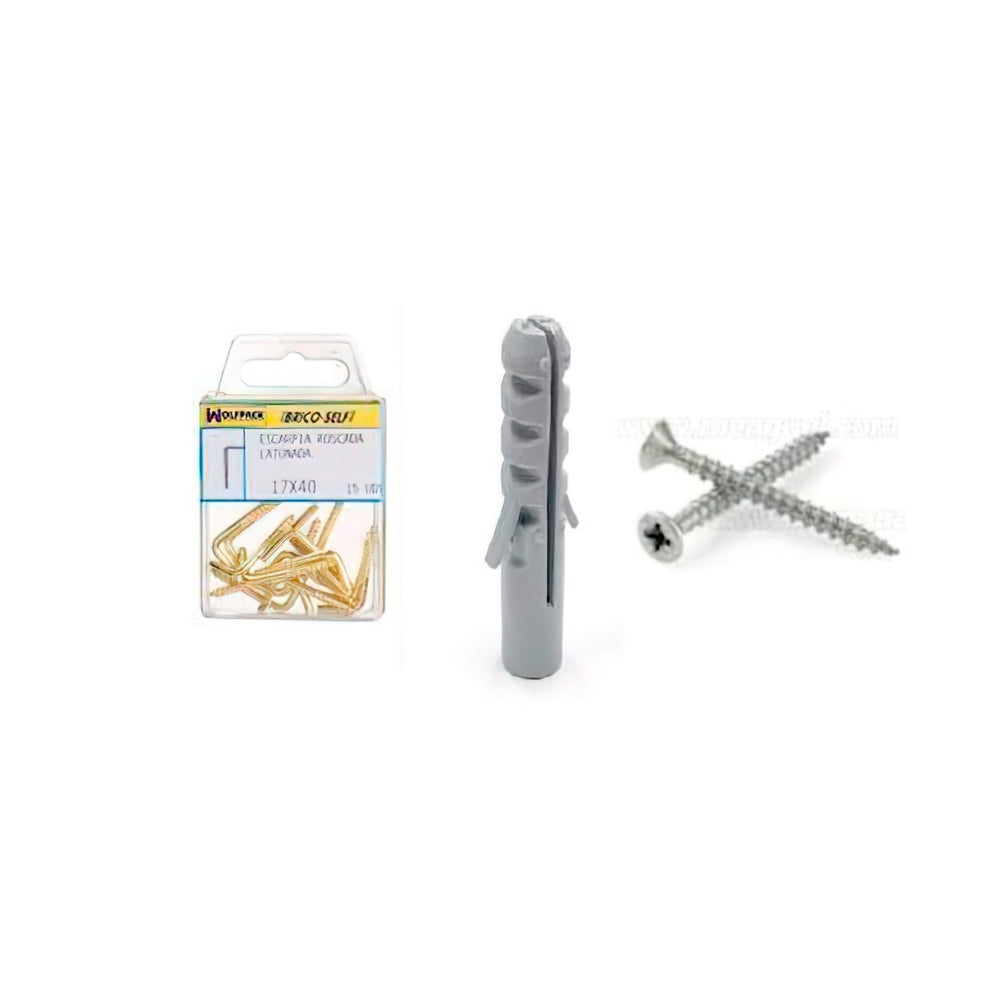 Taco nº 5 con tornillos cabeza plana zincada 3,5x30 mm  12 unidades
