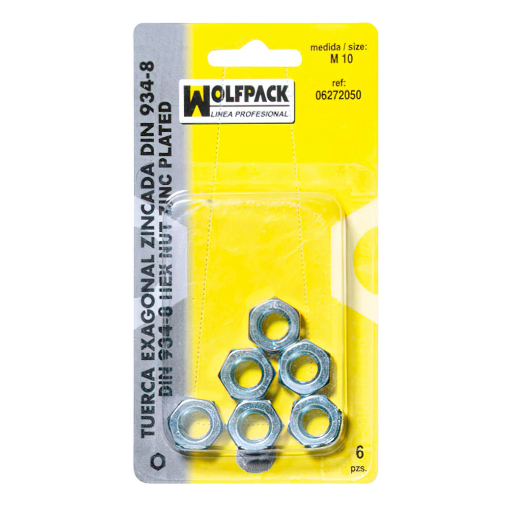 Tuerca hexagonal zincada din934 m06 (20 piezas)