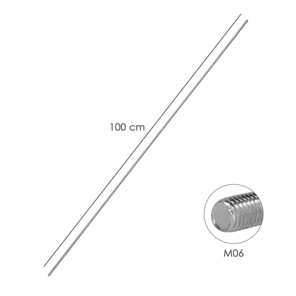 Zinc-plated threaded rod, M06 thread, 1 meter length