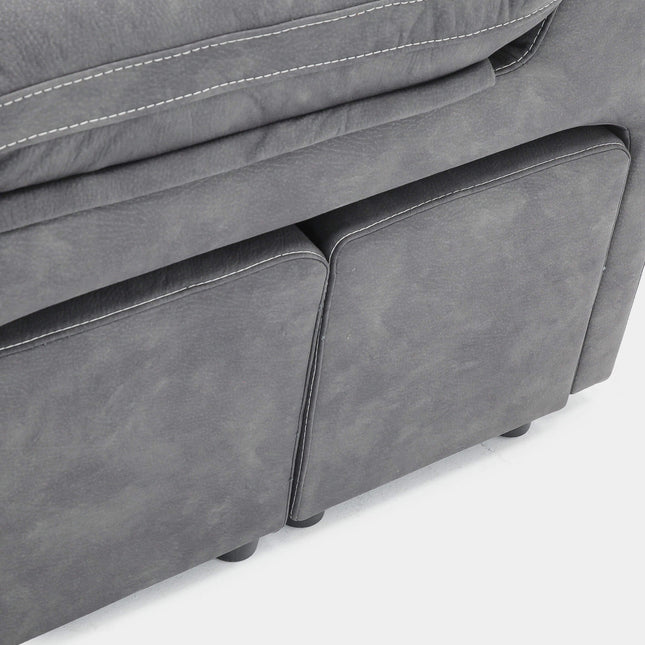Sofá chaiselongue 4 plazas gris antimanchas | salón