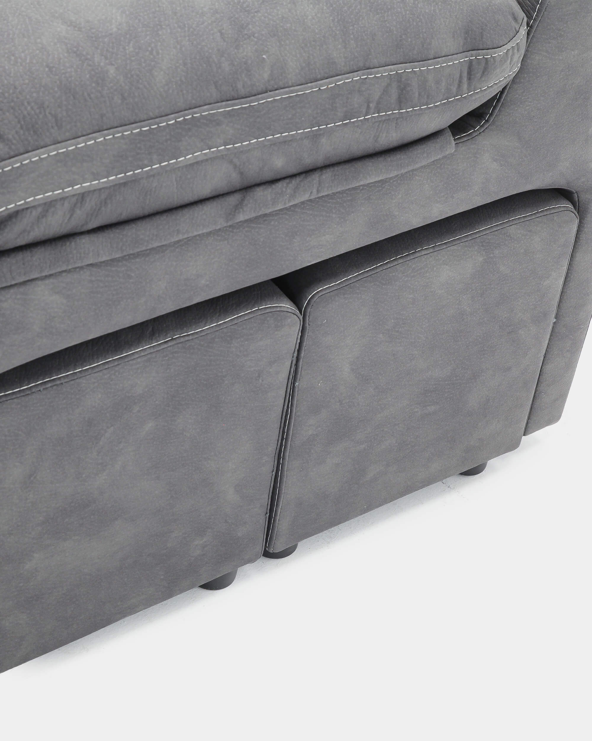 Sofá chaiselongue 4 plazas gris antimanchas | salón