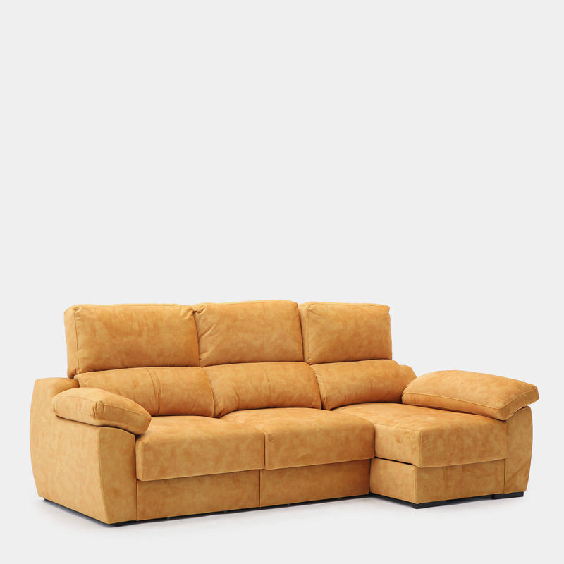 Sofá chaiselongue 3 plazas 260 cm | amarillo antimanchas