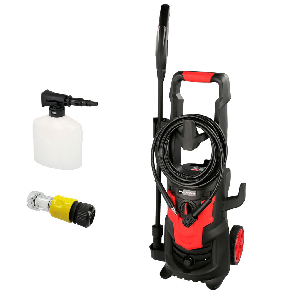 Hidrolimpiadora alta presión 135 bares 1.800 watt. Con accesorios. 330 litros / hora. Limpiadora de agua con deposito detergente