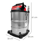 Stainless steel vacuum cleaner 30 liters / 1400 watts. Synchronized switch.