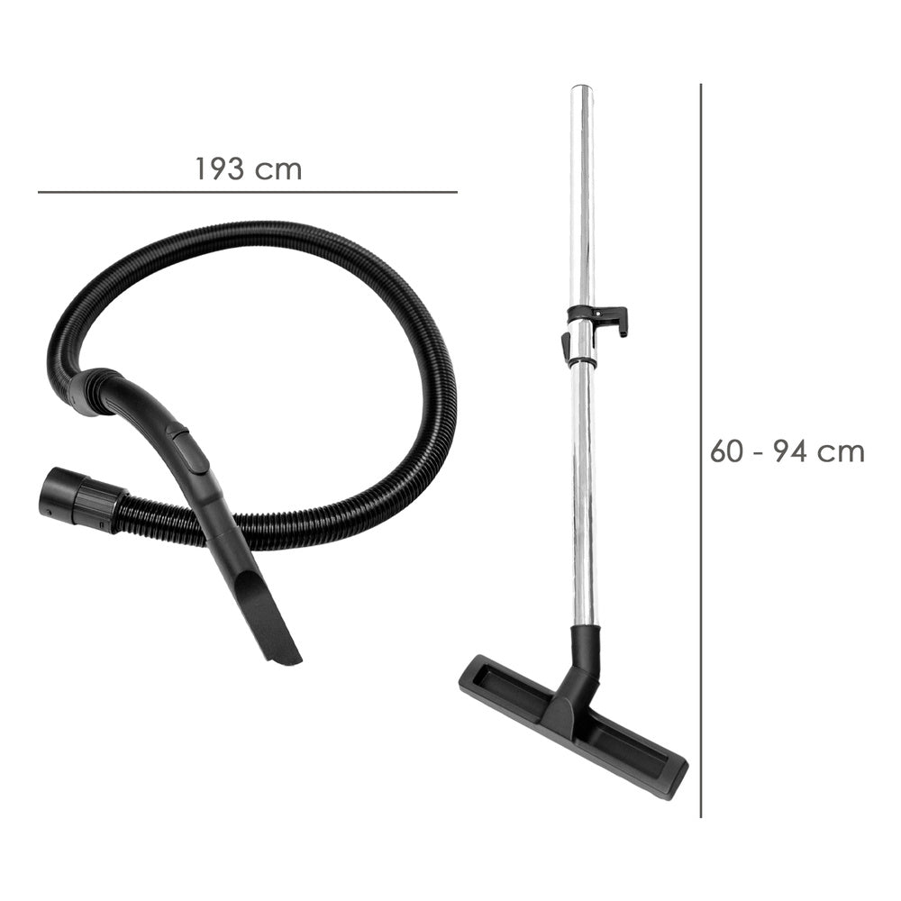 Aspirador inoxidable 30 litros / 1400 watt. Interruptor sincronizado.