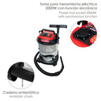 Stainless steel vacuum cleaner 30 liters / 1400 watts. Synchronized switch.