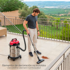 Stainless steel vacuum cleaner 30 liters / 1400 watts. Synchronized switch.