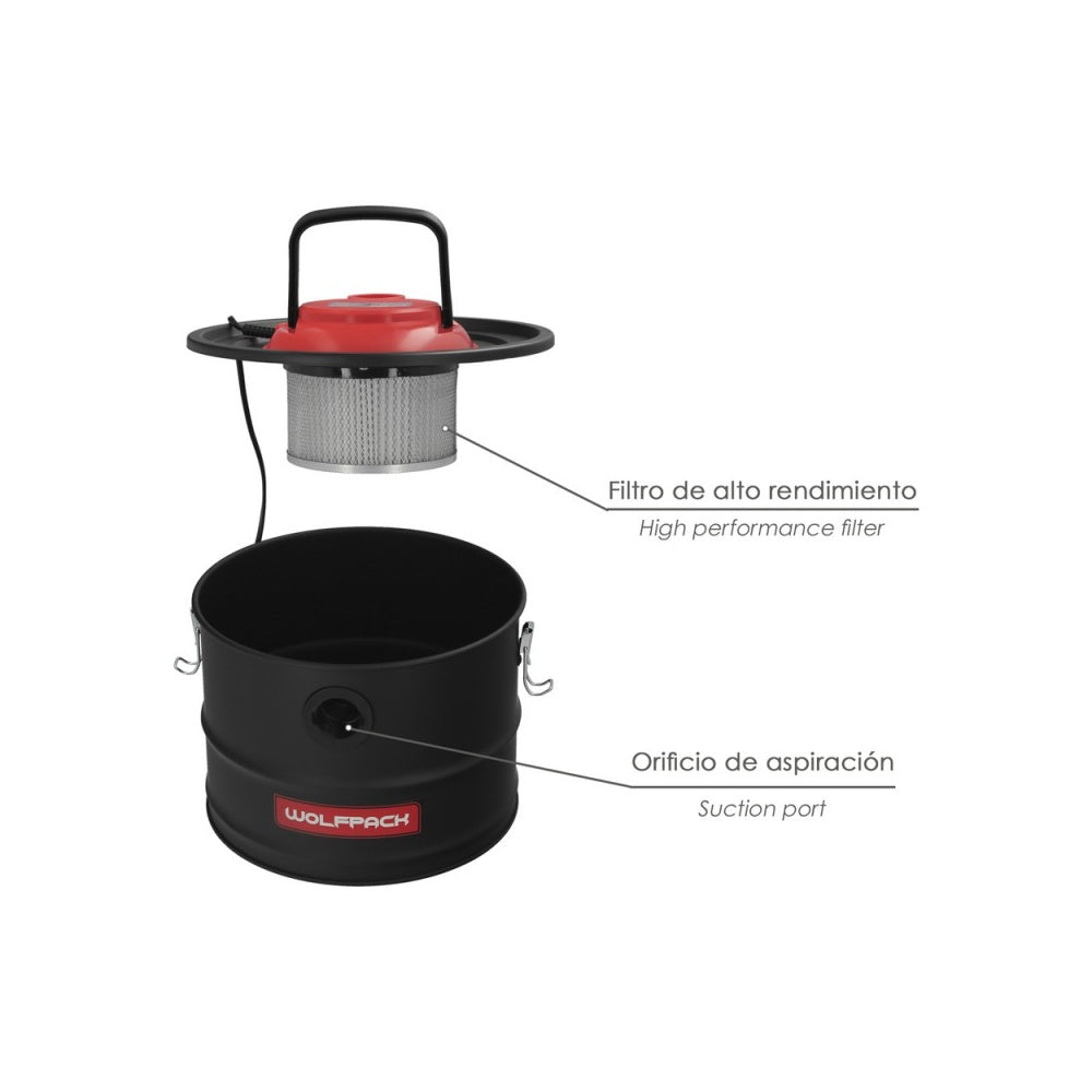 Aspirador cenizas wolfpack 1200 watt. 15 litros
