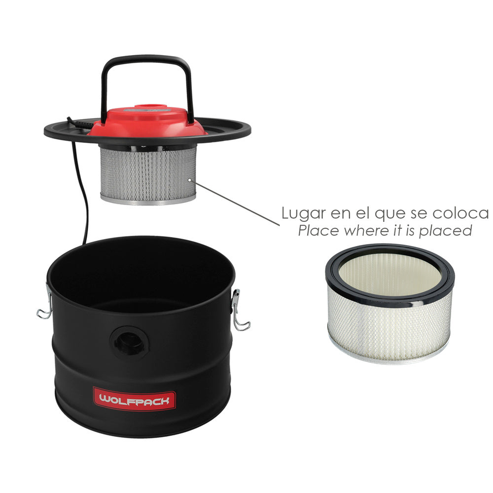 Filtro para aspirador de cinzas aspirador de cinzas wolfpack 1200 watts. 15 litros (código 07010550)