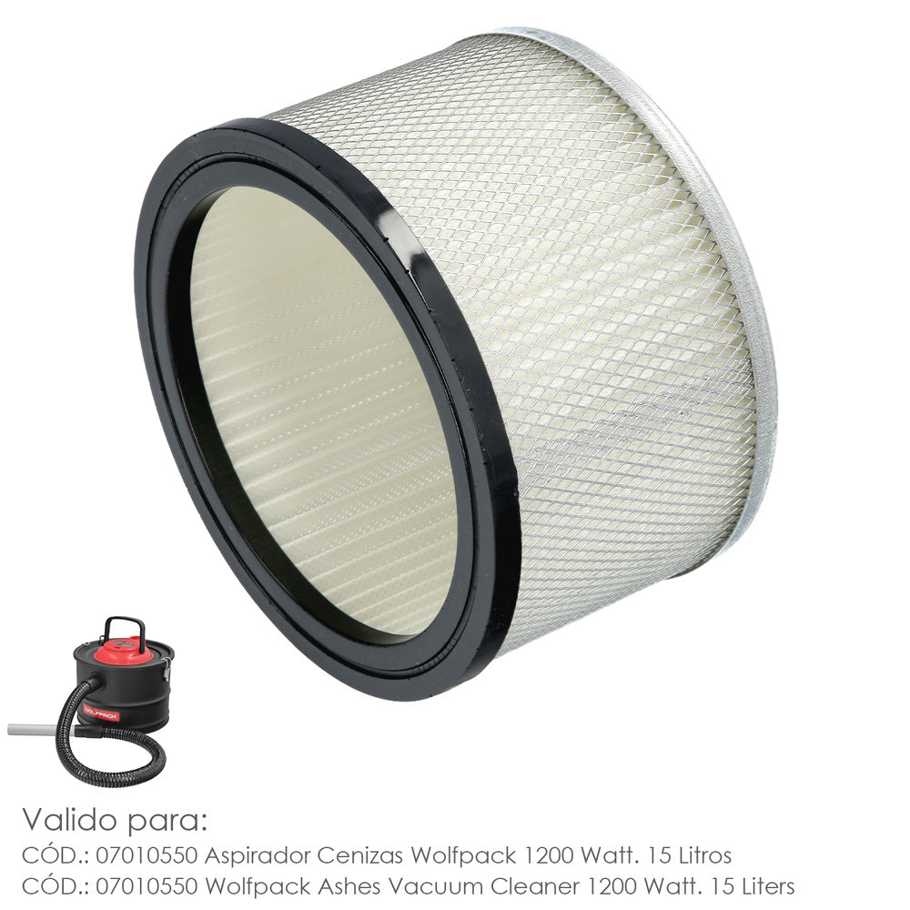 Filtro para aspirador de cinzas aspirador de cinzas wolfpack 1200 watts. 15 litros (código 07010550)