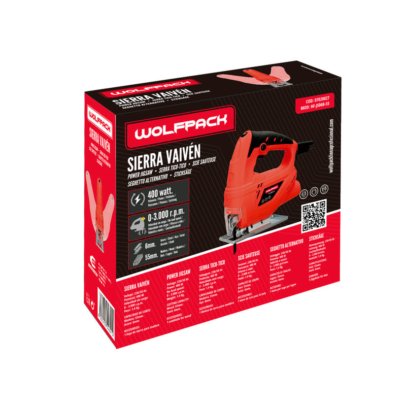 Sierra vaiven 400 watt. sierra de calar, profundidad corte 55 mm. madera. inclinable