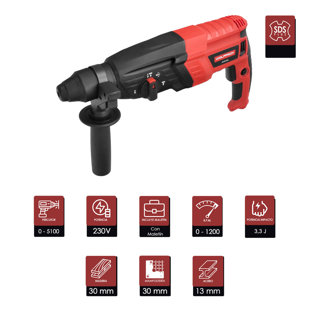 SDS Plus rotary hammer drill 900 watt. With accessories and case