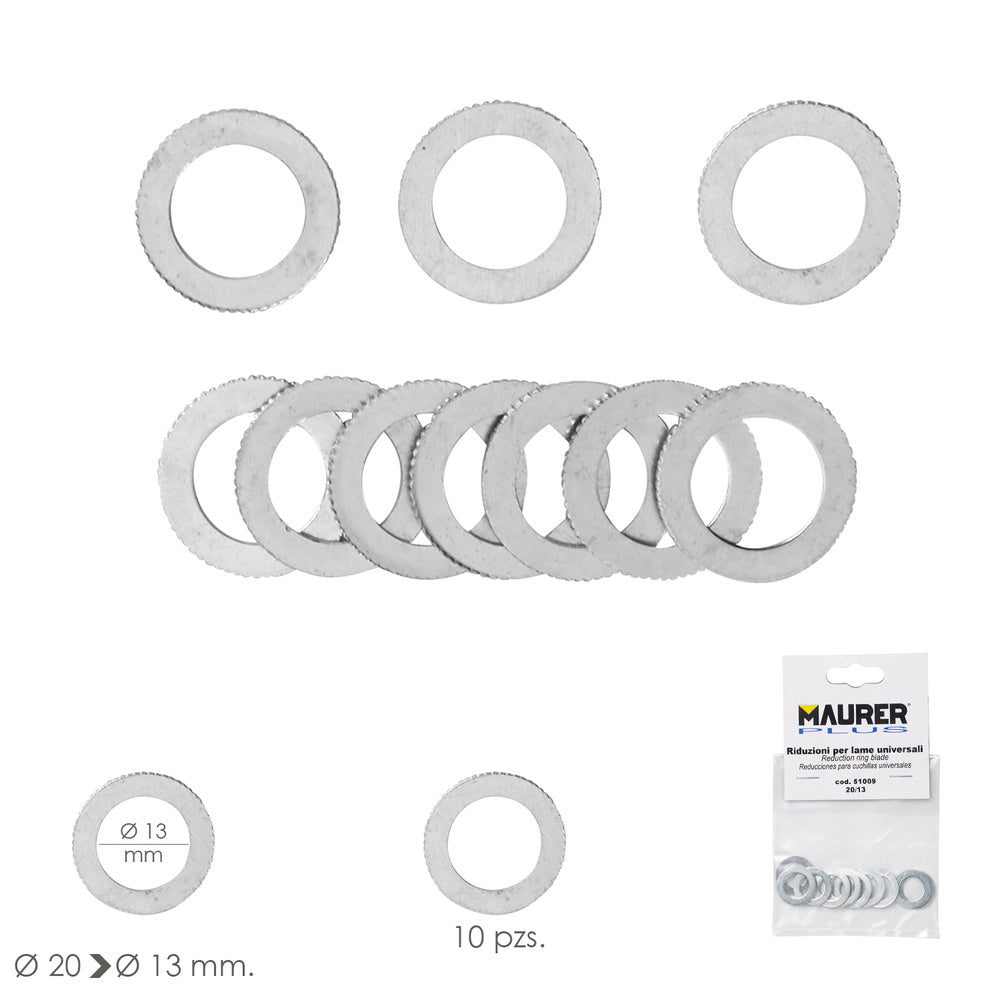 Wood cutting disc adapters/reducers ø 20 to ø 13 mm (bag of 10 pieces)