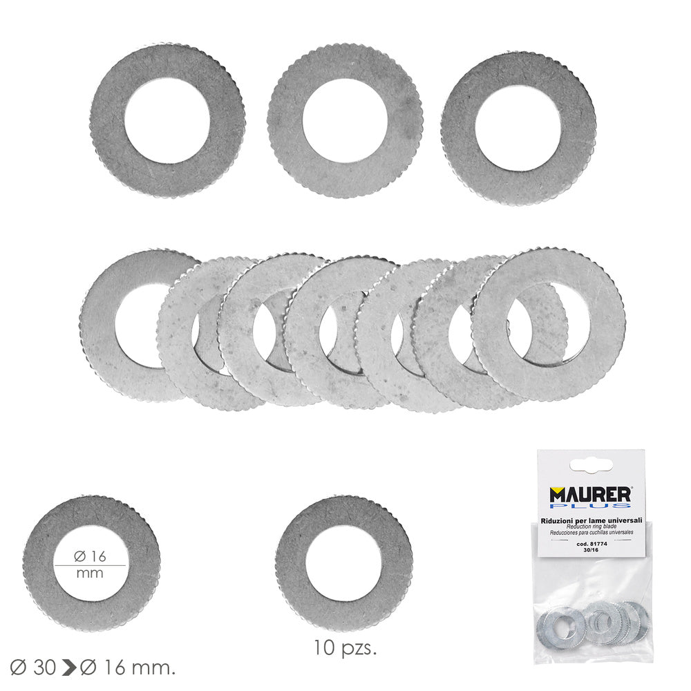 Wood cutting disc adapters / reducers ø 30 to ø 16 mm (bag of 10 pieces)