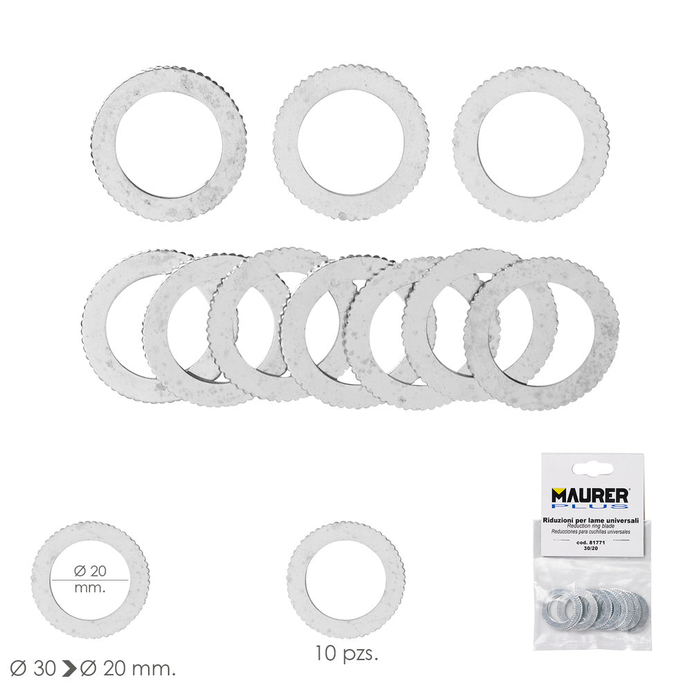 Adaptadores / reductores disco corte madera ø 30 a ø 20 mm. (bolsa 10 piezas)