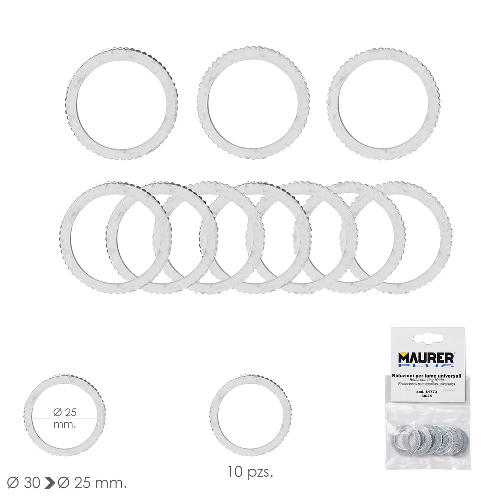 Adapters / Reducers for Wood Cutting Discs ø 30 to ø 25 mm (bag of 10 pieces)