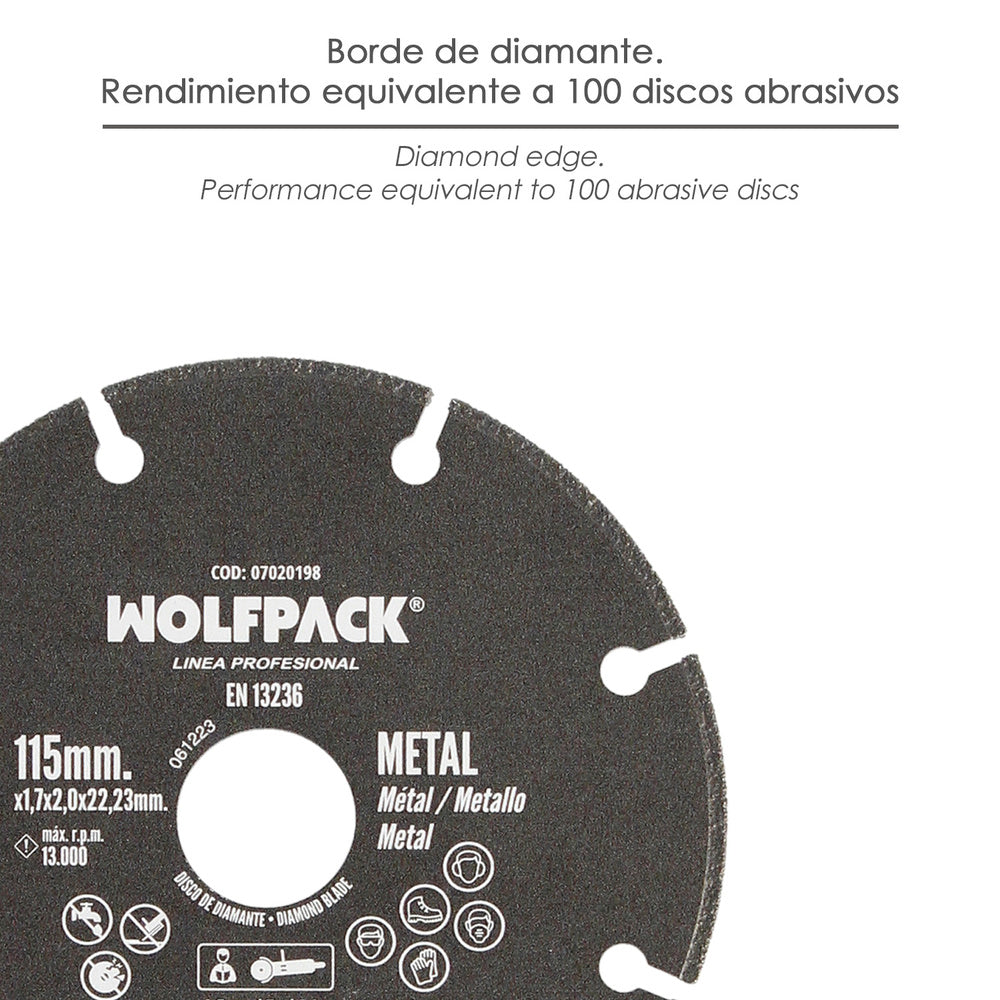 Disco de corte universal de metal ø 115 x 1,7 mm com fio de diamante, para aço, chapa, ferro, alumínio