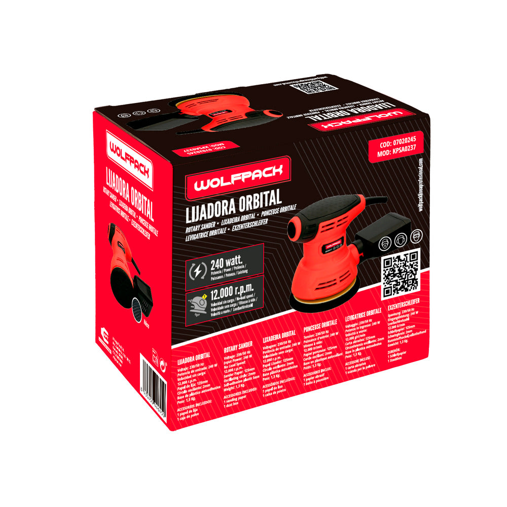 Lijadora wolfpack orbital 240 watt. Lijadora multifunción. Decapado, lijado, eliminar oxido, disco ø 125 mm