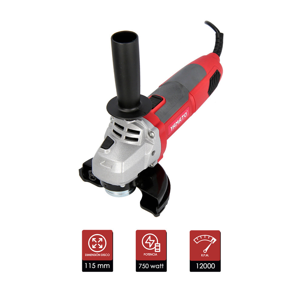 Amoladora 750 watt. Disco ø 115 mm.