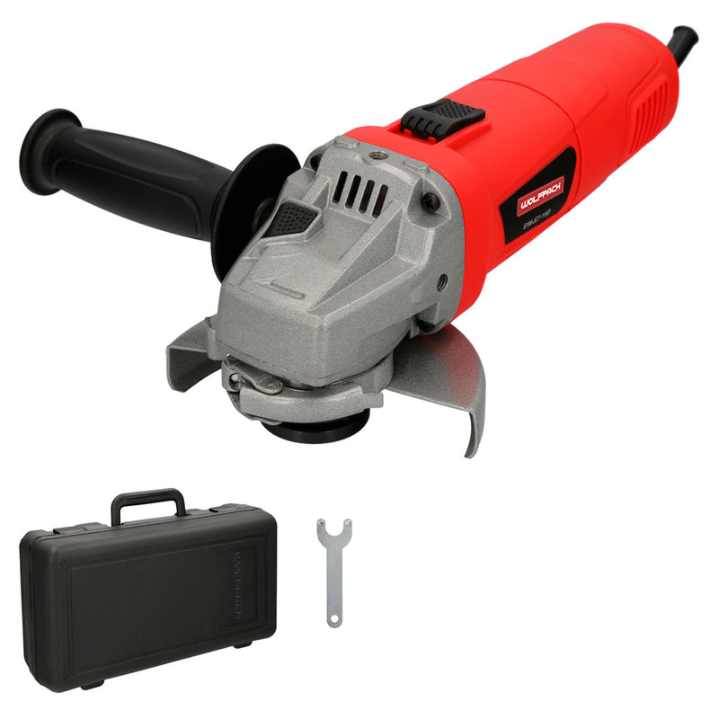 Amoladora angular 900 watt. disco ø 115 mm. 11.000 r.p.m. mango 3 posiciones eje M14 protector disco ajustable, anti arranque