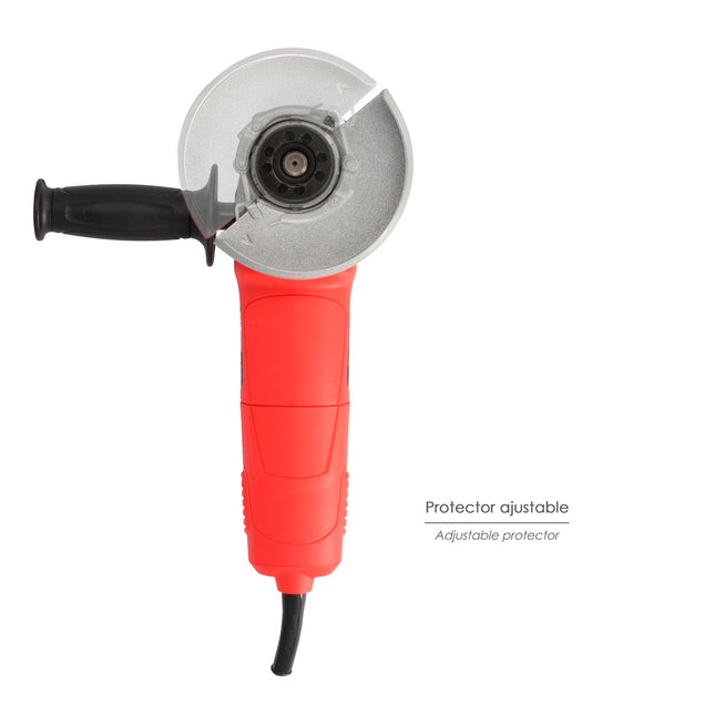 Amoladora angular 900 watt. disco ø 115 mm. 11.000 r.p.m. mango 3 posiciones eje M14 protector disco ajustable, anti arranque