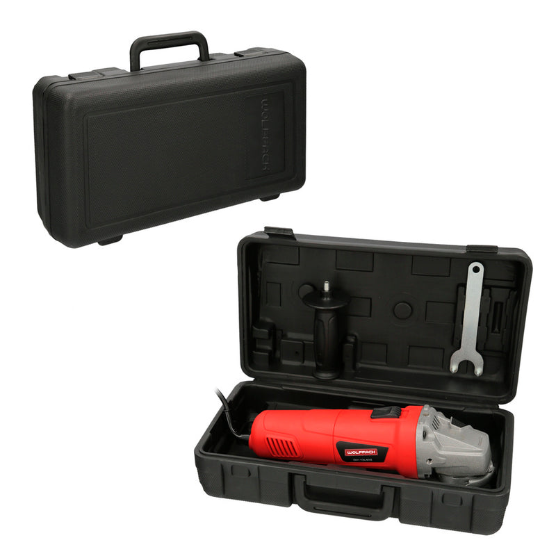 Amoladora angular 900 watt. disco ø 125 mm. 11.000 r.p.m. mango 3 posiciones eje M14 protector disco ajustable, anti arranque