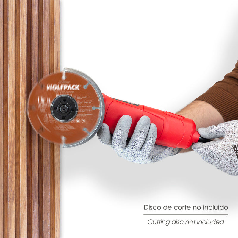 Amoladora angular 900 watt. disco ø 125 mm. 11.000 r.p.m. mango 3 posiciones eje M14 protector disco ajustable, anti arranque