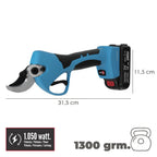 Tijeras podar a batería 21 volt. Con 2 baterías 2 a/h mango engomado, ø corte 40 mm con maletín