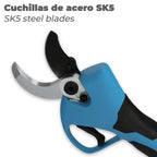 Tijeras podar a batería 21 volt. Con 2 baterías 2 a/h mango engomado, ø corte 40 mm con maletín