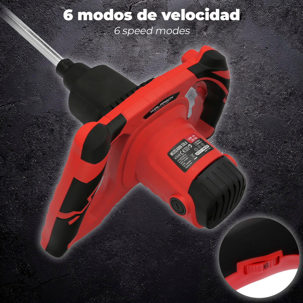 Mezclador eléctrico 1400 watt 6 velocidades con variador de potencia