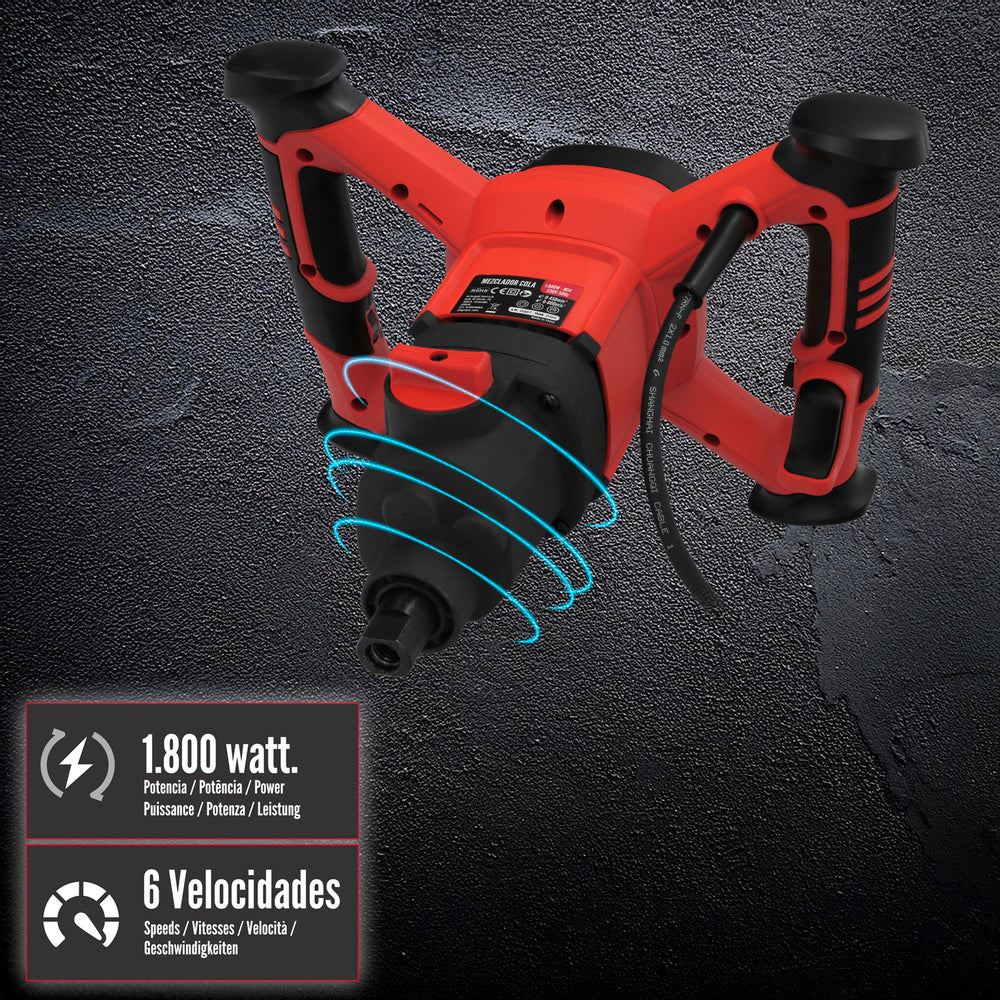 Mezclador eléctrico 1800 watt 6 velocidades con variador de potencia