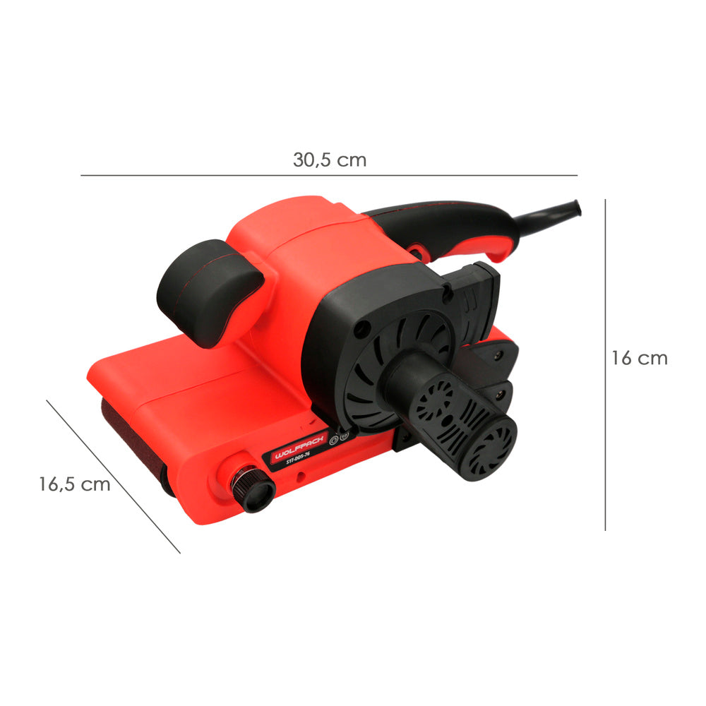 Lixadora de cinta de 800 W. Com aspiração integrada