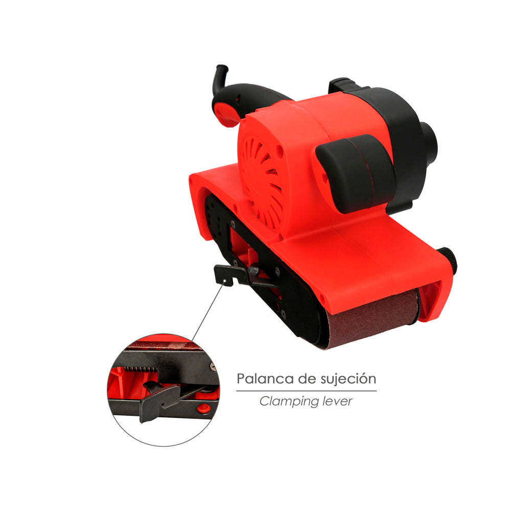 Lixadora de cinta de 800 W. Com aspiração integrada
