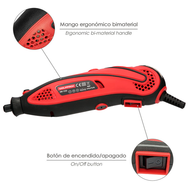 Multiherramienta 135 watt. con 210 accesorios y maletin. herramienta multifunción, mini taladro, herramienta rotativa, amoladora