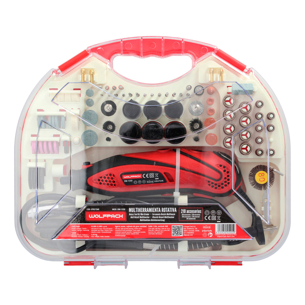 Multiferramenta 135 watt. Com 210 acessórios e mala. Ferramenta multifunções, miniberbequim, ferramenta rotativa, rebarbadora