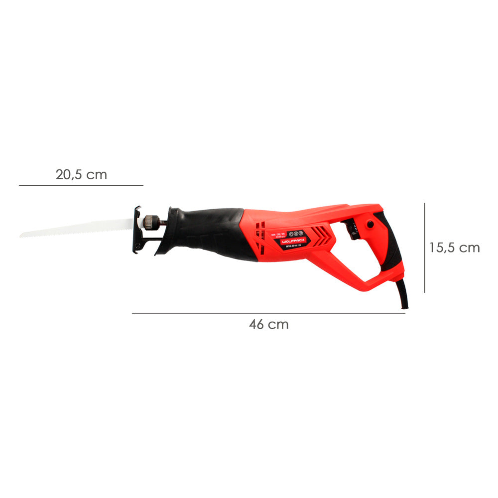 Serra de sabre 900 watt. Com variador de velocidade. Mudança rápida de lâmina. Madeira 115 mm / aço 8 mm