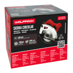 1300 watt circular saw. 185 mm blade 4,800 rpm miter cut with depth adjustment. Miter saw, wood saw.